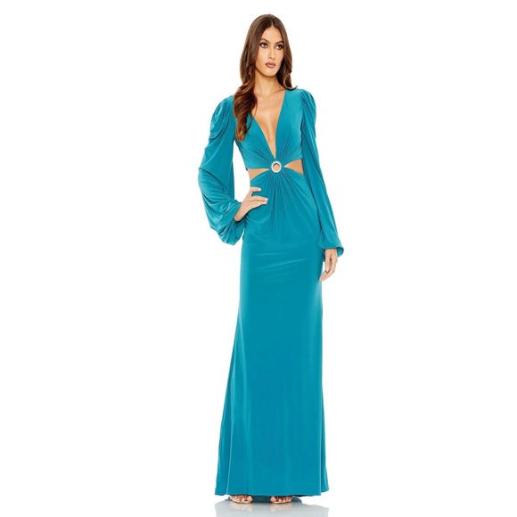 Leena For Mac Duggal Women's Long Sleeve Cut Out Evening Dress Size 4 NWT‎ - Picture 1 of 13